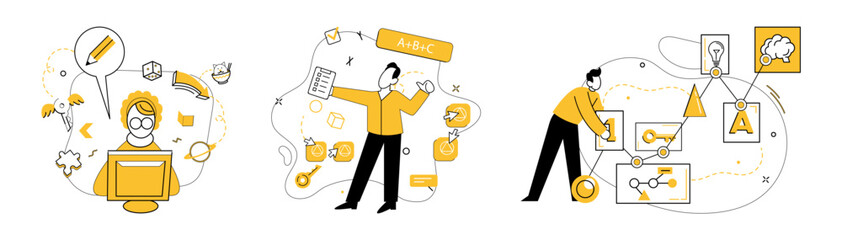 Thought experiment vector illustration. The thought experiment concept is crucible where knowledge transforms into discovery The thought experiment metaphor lights way for scientific exploration