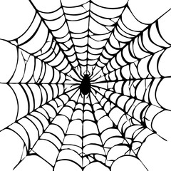 Obraz premium Spider web illustration with spider in center on transparent background.