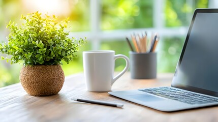 Digital transformation tools including a tablet stylish wireless keyboard and other modern accessories in a clean minimalist home office setup of the future