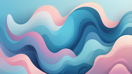 Gentle pastel waves undulate in soft pinks and blues, creating a calming and serene background that evokes a sense of tranquility and flow.