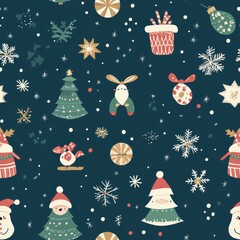 christmas seamless pattern with snowman