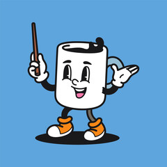 Coffee Presentation Retro Mascot Cartoon Vector Illustration