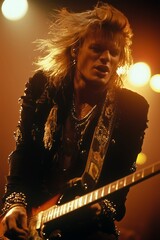 Stylized Portrait of a Rock Musician with Wild Hair for Music-Related Use