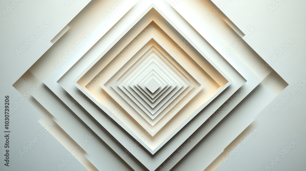 Poster layered paper cut diamond pattern with symmetrical, repeating layers, creating a bold, modern design