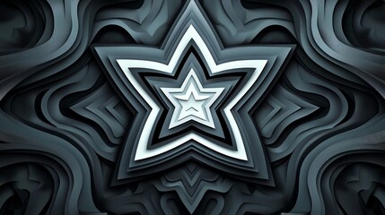 Layered paper cut geometric star pattern with repeating, symmetrical shapes, forming a bold decorative design, paper cut star, symmetrical celestial pattern