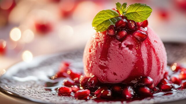 Delicious Pomegranate Sorbet with Fresh Seeds