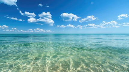 The clear waters of the Gulf of Mexico with plenty of sky for copy