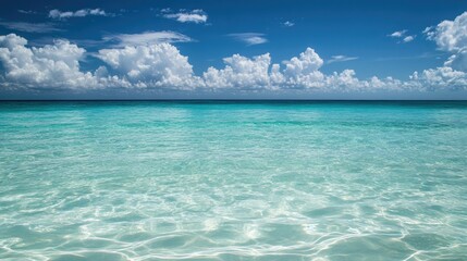 Fototapeta premium The crystal-clear waters of the Bahamas with large, open space for text