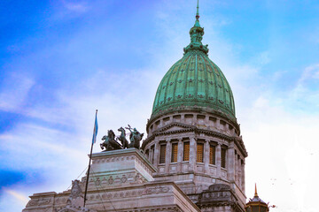 oxidized copper dome of the Argentine Congress