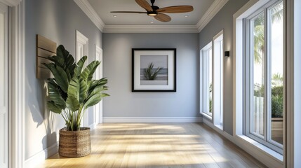 Fototapeta premium Modern Bright Hallway with Plant