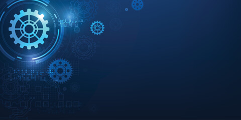 Abstract gear wheel mechanism on technology background. Vector illustration.