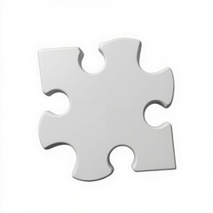 A single white puzzle piece on a plain background, symbolizing complexity, problem-solving, and the concept of fitting in.