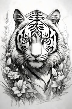 coloring page for adults, mandala tigers