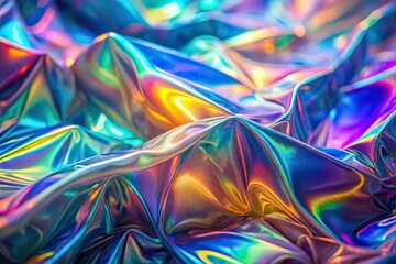 Fototapeta premium Iridescent holographic colored abstract textured background viewed from below