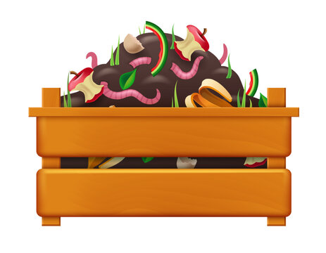 compost bin with worms and food scraps clip art preview