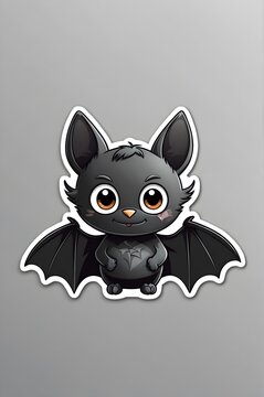 Printable sticker about minimal cartoon black bat