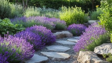 Obraz premium Lavender Stone Path in Garden