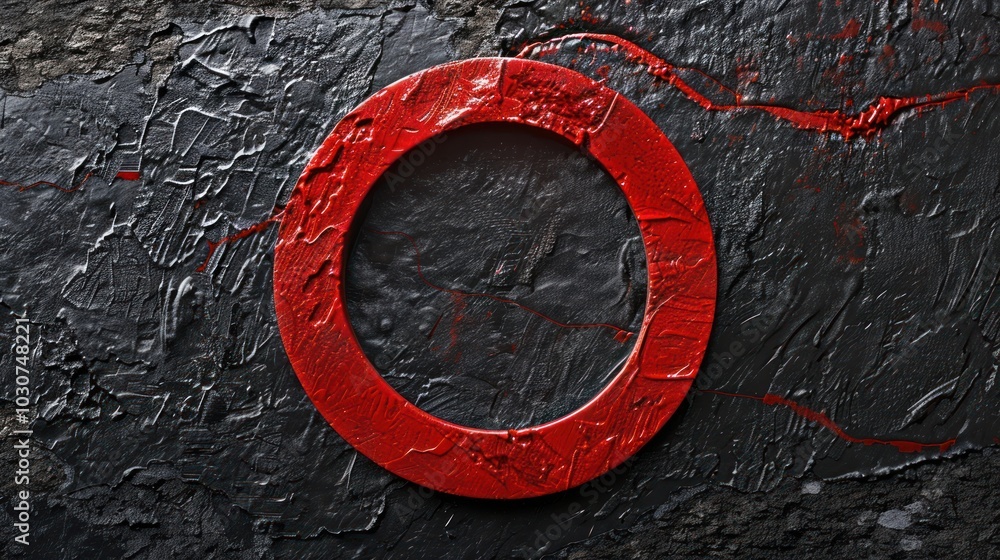 Poster Red Circle on Black Background