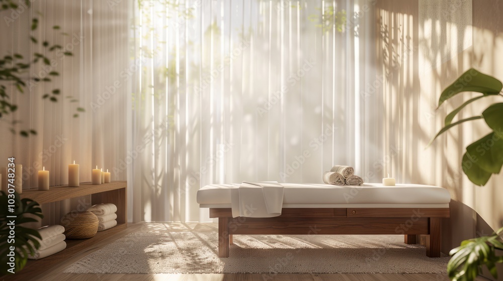 Wall mural Relaxing Spa Interior with Natural Light