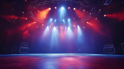 Stage with dramatic lighting, ready for a performance.