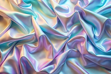 Fototapeta premium Iridescent pastel satin fabric with wavy folds silhouette