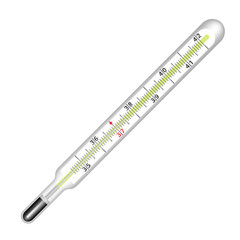 Mercury thermometer. Vector clipart isolated on white background.