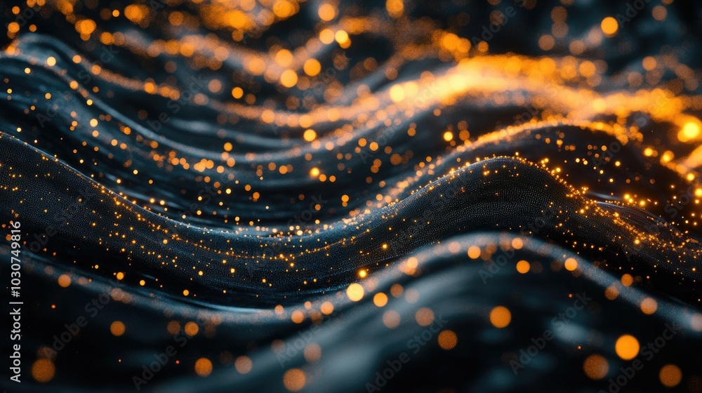 Poster abstract 3d digital mesh with glowing particles and data streams representing technological innovati