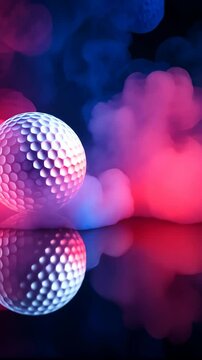 Glowing golf ball with colored smoke in
