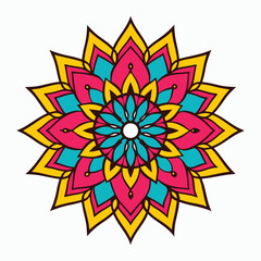 Colorful mandala line art vector illustration