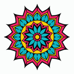 Colorful mandala line art vector illustration
