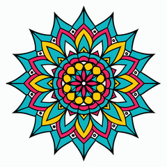 Colorful mandala line art vector illustration