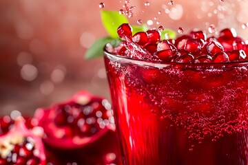 Pomegranate Juice Splashing in Motion