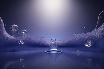 Close-up of water drops resting on a smooth blue surface, highlighting the contrast between the droplets and the background.