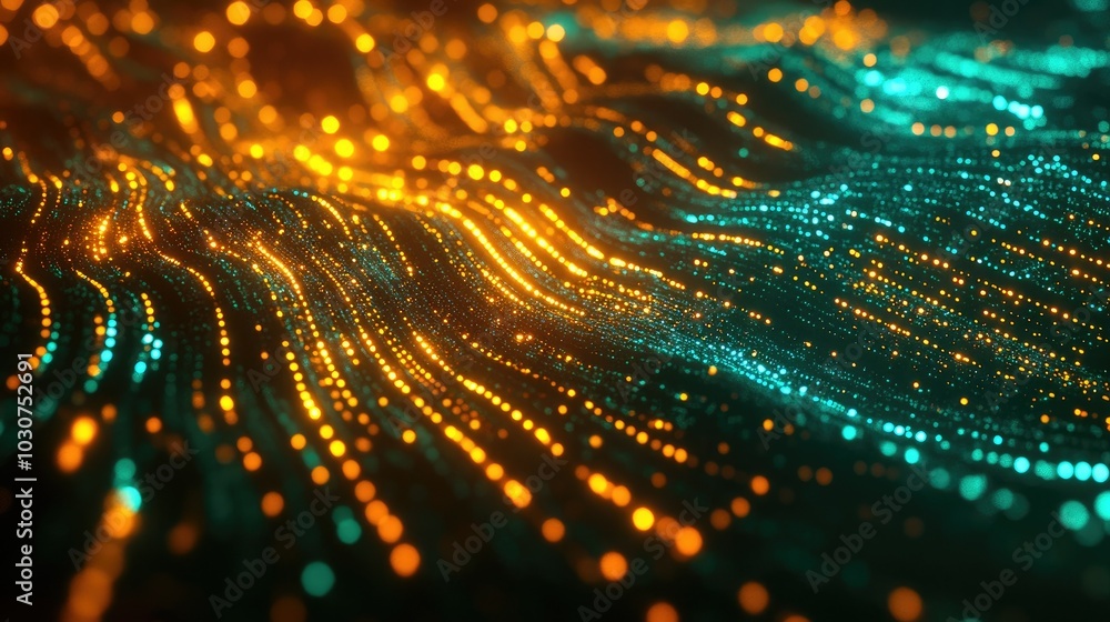 Poster abstract digital pathways with glowing data streams symbolizing the flow of information in technolog
