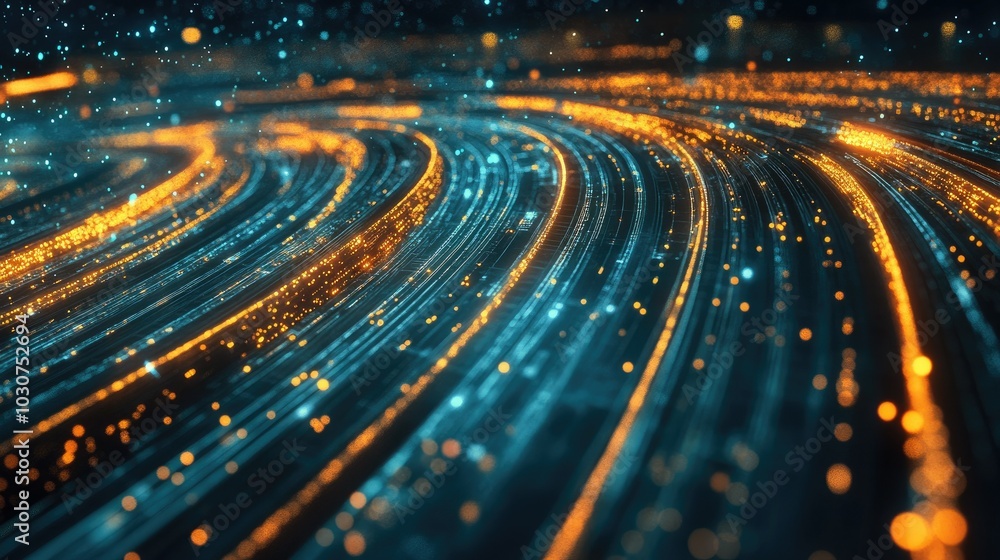 Poster abstract digital pathways with glowing data streams symbolizing the flow of information in technolog