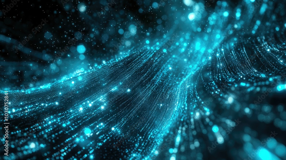Poster abstract digital pathways with glowing data streams symbolizing the flow of information in technolog