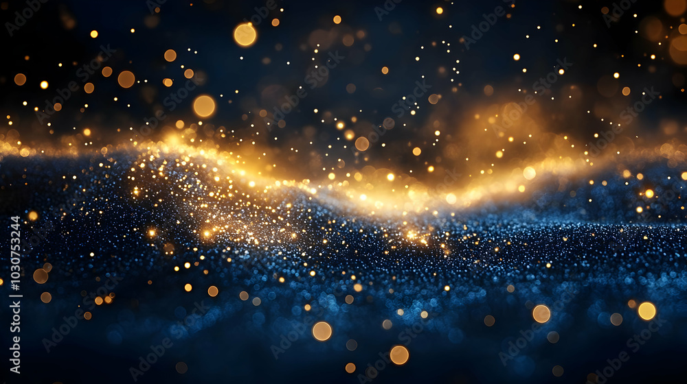 Aufkleber a vibrant abstract background with glowing particles and waves.