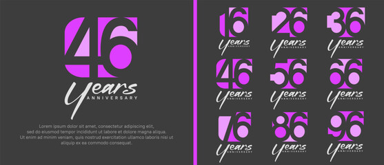 anniversary logo set. vector design pink and purple color can be use for celebration moment