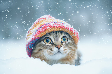 winter cat, AI generated