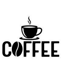 Coffee typography clip art design on plain white transparent isolated background for card, shirt, hoodie, sweatshirt, apparel, card, tag, mug, icon, poster or badge