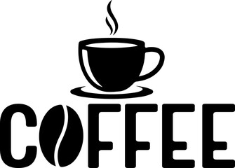 Coffee typography clip art design on plain white transparent isolated background for card, shirt, hoodie, sweatshirt, apparel, card, tag, mug, icon, poster or badge