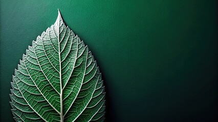 Forced perspective dark green leaves with a white edge stylish wallpaper or background for lettering