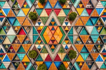 Mid Century Modern Triangular Pattern - Drone Photography of Seamless Design for Home Decor and Textiles