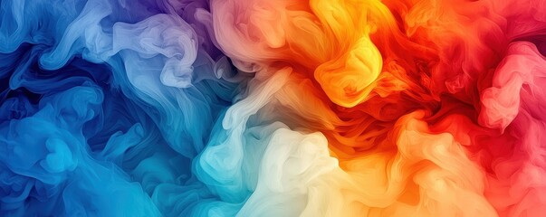 Fototapeta premium A vibrant swirl of colors blending seamlessly, creating an abstract pattern of reds, blues, and yellows that evoke a sense of energy and creativity.