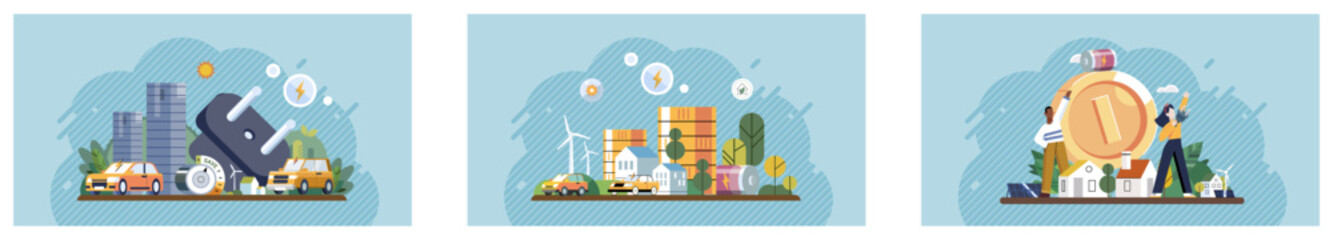 Fototapeta premium ESG concept. Three-part banner showcasing economic growth, environmental sustainability, and social responsibility. Ideal for business ethics presentations Ideal for corporate responsibility reports