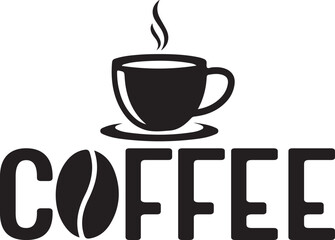 Coffee typography clip art design on plain white transparent isolated background for card, shirt, hoodie, sweatshirt, apparel, card, tag, mug, icon, poster or badge