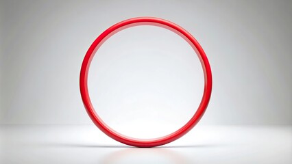 Forced perspective red highlighted circle on white background