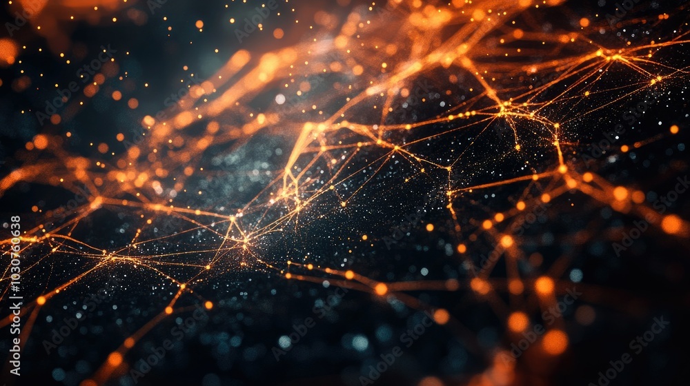Poster futuristic digital grid with glowing lines and floating particles symbolizing technological advancem