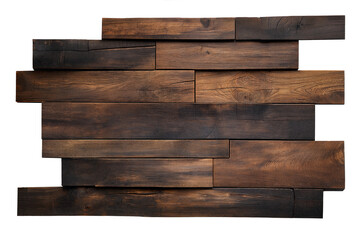 Fototapeta premium Stacked wooden planks arranged in a horizontal pattern on transparent background. Rustic wood texture with copy space
