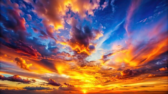Forced perspective sunset with colorful clouds and epic sky